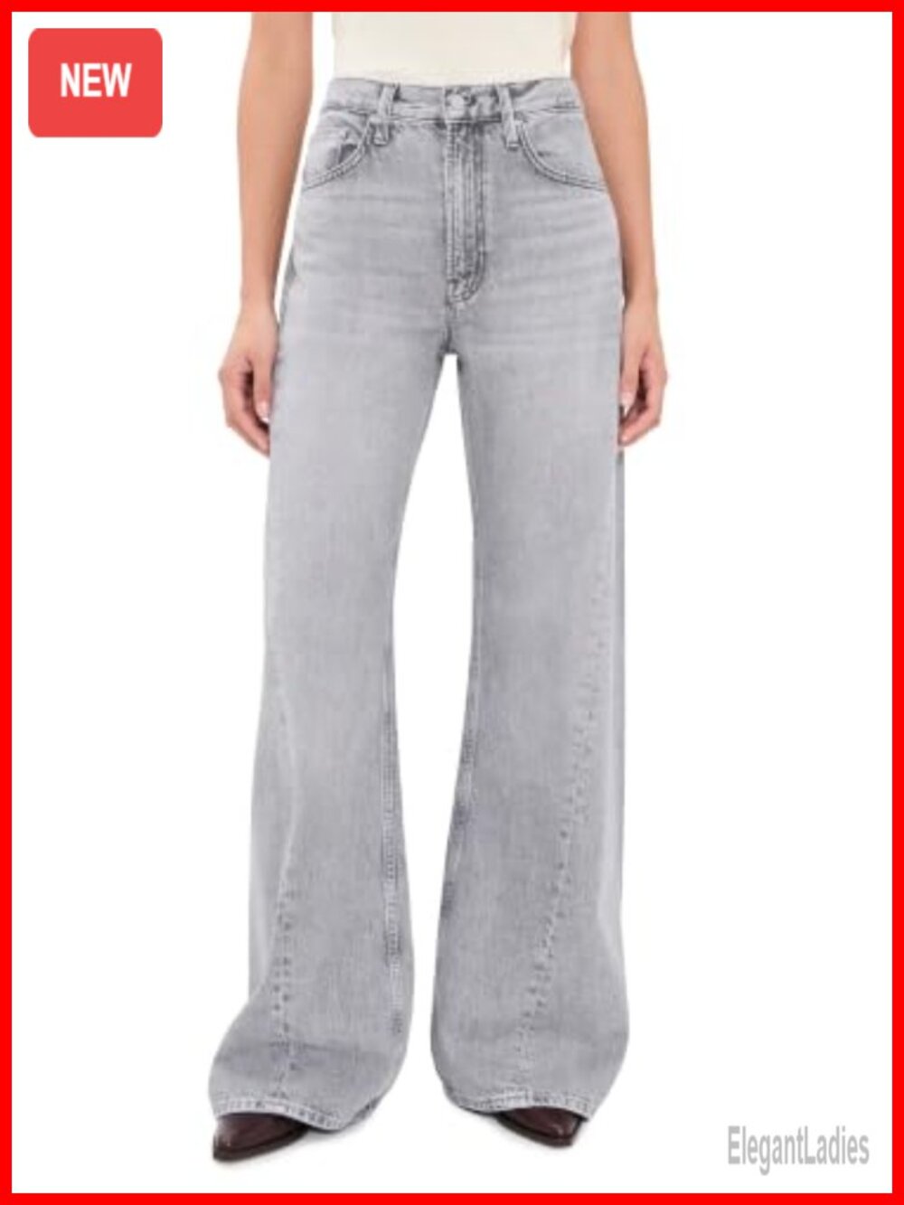 High Rise Wide Leg Sneak Jeans Lightweight Non-Stretch Denim